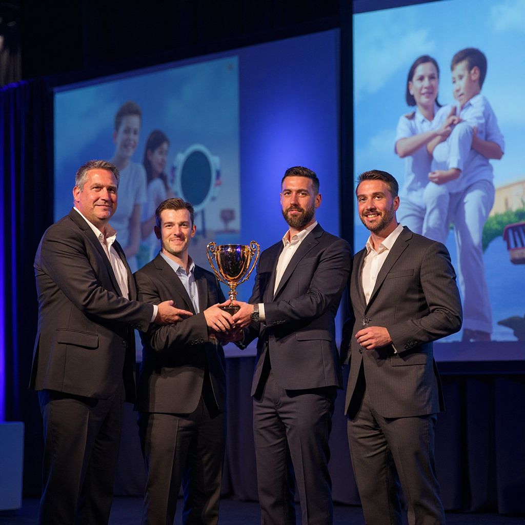 Our team receiving the Best Family Game award at the European Mobile Awards