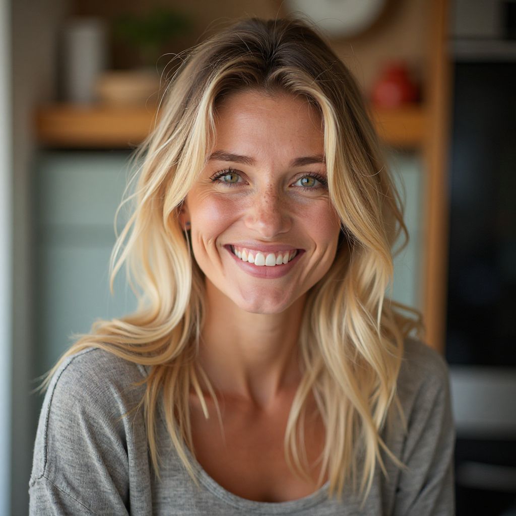 Portrait of Sarah Johnson, a mother of two children